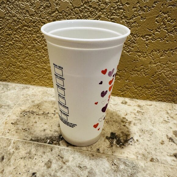 2022 Starbucks Valentine’s Day Color Changing Hearts Reusable Hot Cups No Lid - Picture 2 of 4